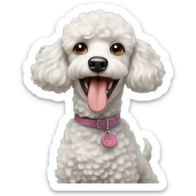 poodle dog with tongue out sticker