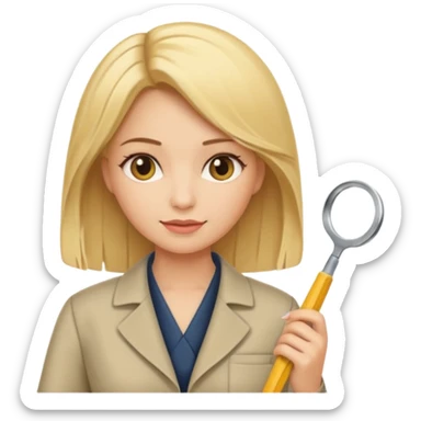tailor woman holding measure blonde hair sticker