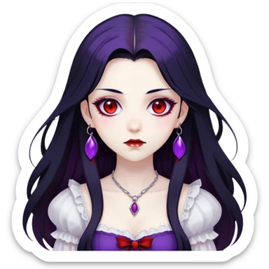 Beautiful ethereal Gorgeous Vampiric Edgy Anime Lady With Black red White Purple  sticker