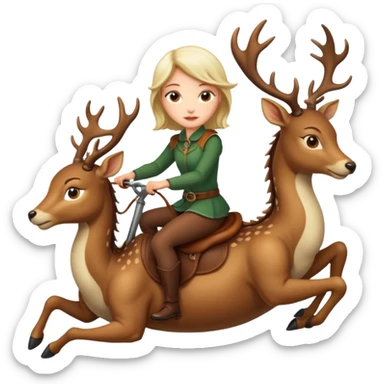 Girl riding a deer on a dragon  sticker