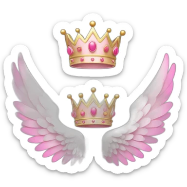 Crown and wings in pink and white sticker