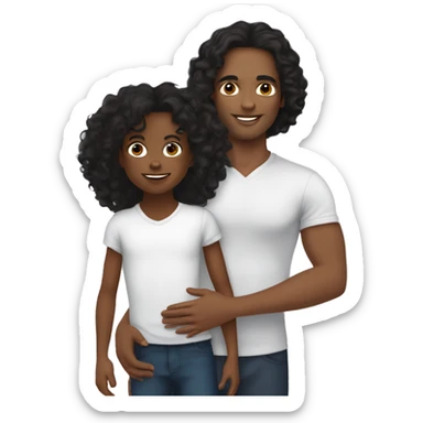 me with my 4-year-old son. I’m a Colombian woman with long wavy black hair and hazel eyes. My son, mixed French, Congolese, and Colombian, has slightly darker skin, curly hair on top, short sides, and black eyes.” sticker