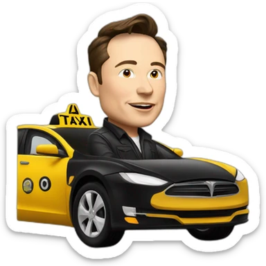 elon musk as a  taxi driver behind the wheel sticker