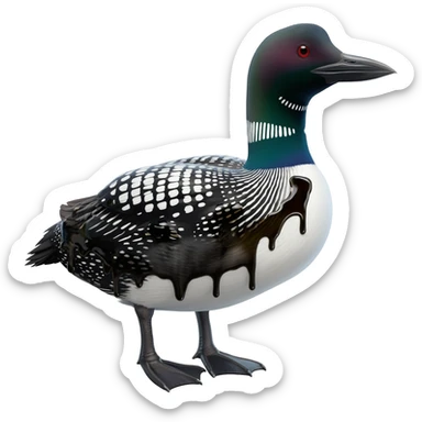 Common loon with oil all over its body sticker