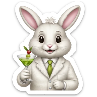 Easter bunny holding martini sticker