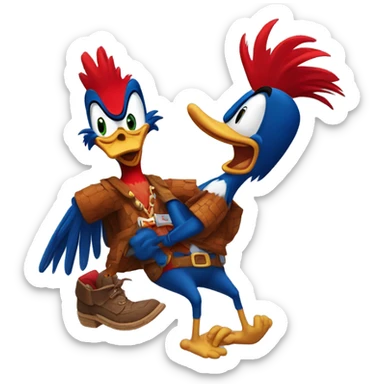 woody woodpecker with broken leg sticker