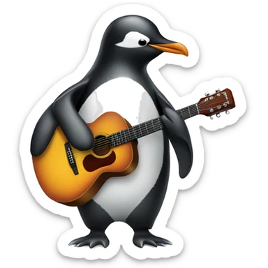Penguin with a guitar sticker