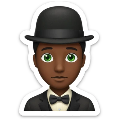 chat noir avec chapeau melon sticker