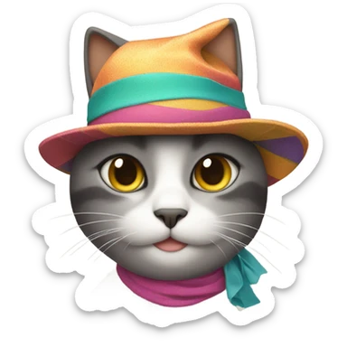 Cat with hat and dress sticker