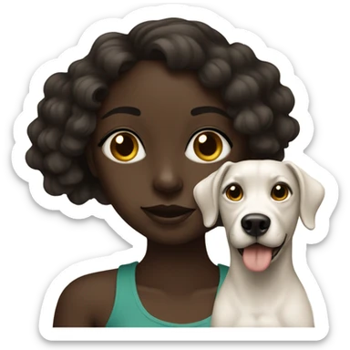 portrait of a dark-skinned girl with dog sticker