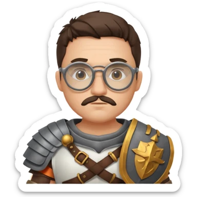 scientist, wearing gladiator cloth, big round glassed sticker