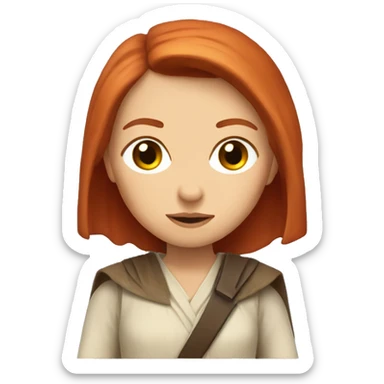 Red haired girl Jedi knight  sticker