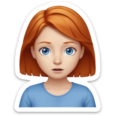 ginger haired girl with blue eyes shrugging sticker