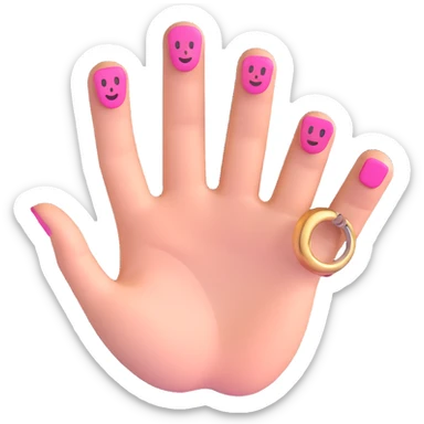 a hand with the pinky and ring finger down, while the rest are up, 3D emoji style sticker