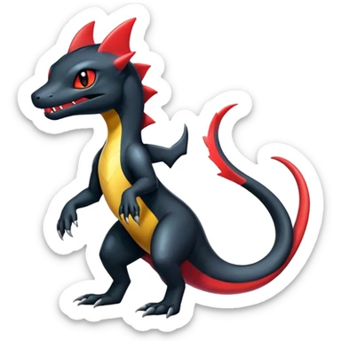 Shiny Salandit-Umbreon-Charmeleon-Fakémon-hybrid-creature (full body)  sticker