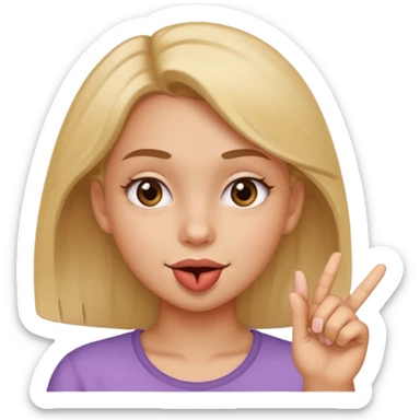 girl looking sideways with a smirk and finger in her mouth sticker