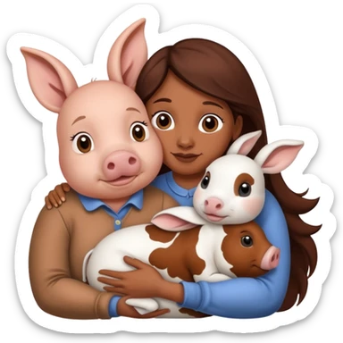 Home of rat, pig as parent hugging  cow, rabbit baby sticker