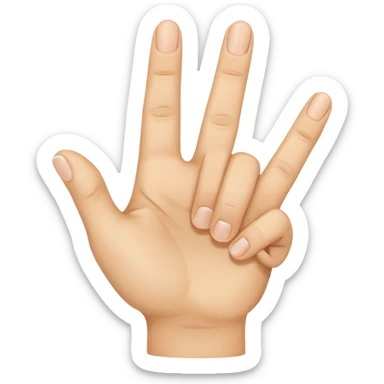 “Emoji of a hand with the index finger bent back, middle finger raised, and thumb touching ring finger in a circle, flat emoji style.” sticker