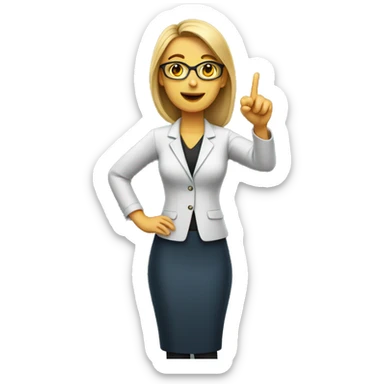 female young teacher pointing left full body sticker