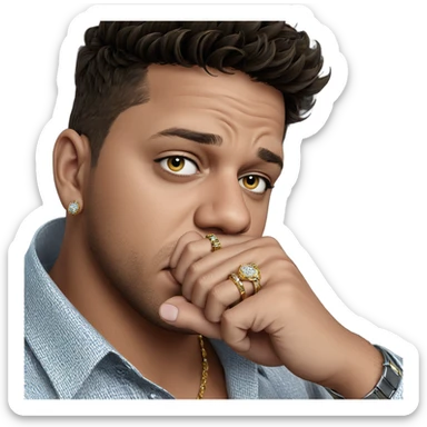 male portrait with jewelry sticker