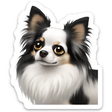 White chihuahua black spots long haired  sticker