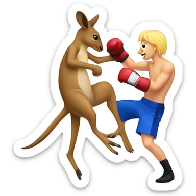 a kangaroo boxing a blonde guy sticker