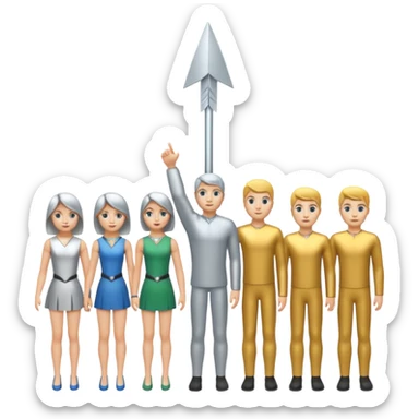 arrow going from one figure to a group of people sticker