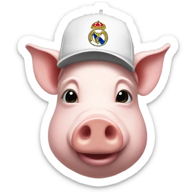 pig wearing a Real Madrid hat sticker