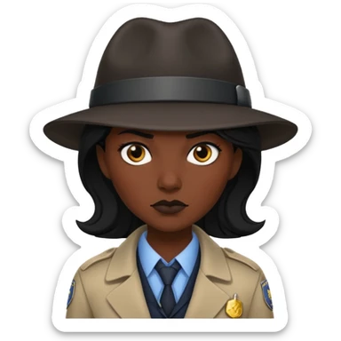female detective, black skin sticker