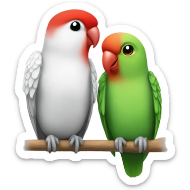 Red and green lovebird and a white and gray lovebird together  sticker