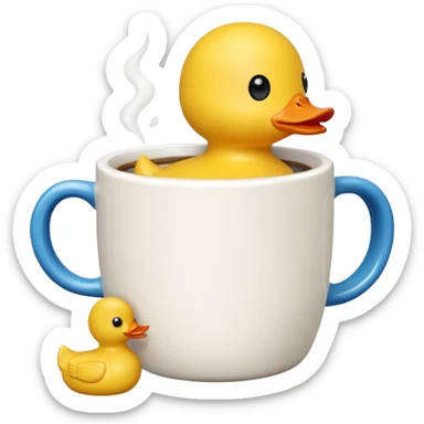 Ruber duck drinking coffee sticker