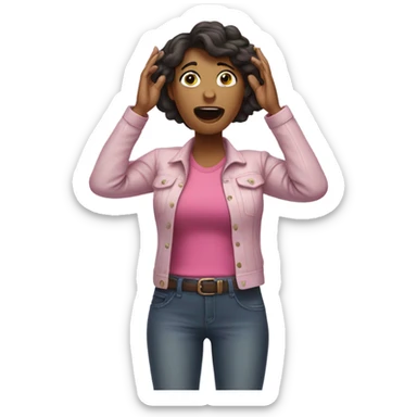 shocked woman hands up full body pink shoes sticker