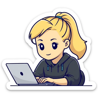 Blonde girl ponytail laptop sticker