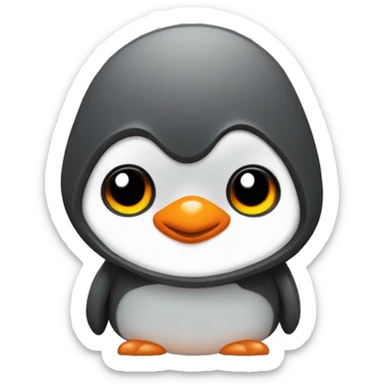 Petit penguin mignon stylized avec un sweat à capuche en dégrader jaune et orange  sticker