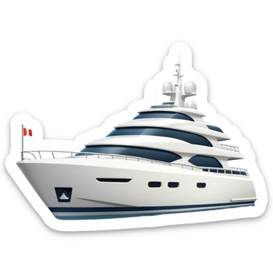 regular sized yacht facing to the left on white background sticker