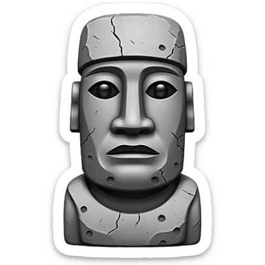 A moai statue in black and white sticker