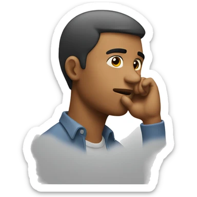 guy thinking with his hand on his chin  sticker
