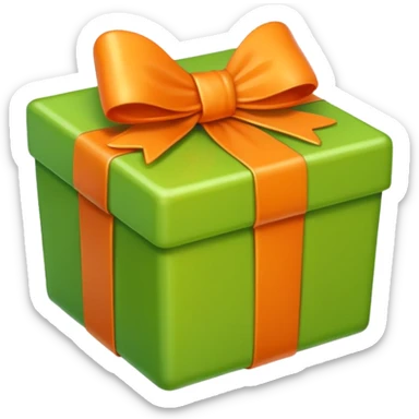 apple style emoji of a light green box with a small orange bow sticker