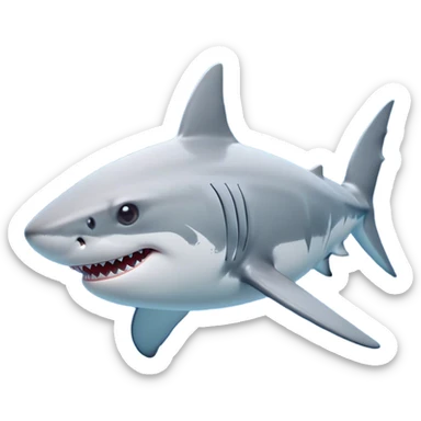 Cinematic Noble Shark Portrait Emoji, Poised and regal, with a sleek, powerful build and a smooth, streamlined body in icy gray and white tones, deep-set soulful piercing eyes, Simplified yet sharp and sophisticated features, highly detailed, glowing with a soft, dignified glow, high shine, intelligent and formidable, stylized with an air of oceanic majesty, focused and attentive, soft glowing outline, capturing the essence of a watchful and confident predator, so majestic it feels as though it could glide out of the screen with effortless authority! sticker