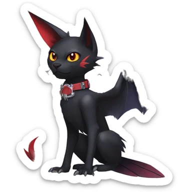 cool edgy black punk red nargacuga-raven-bat-cat-animal hybrid Fakemon collar full body sticker