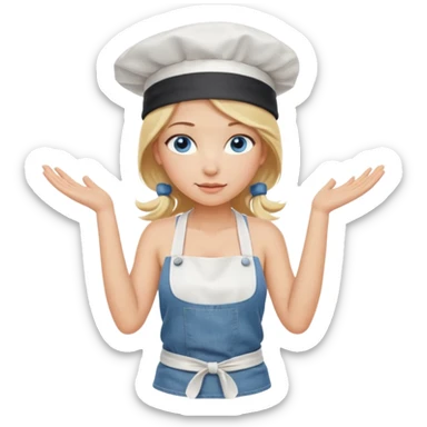 Sexy Full body  pretty
Long Blonde hair blue eyed female chef wearing white tank top, denim shorts and chef hat arms folded sticker
