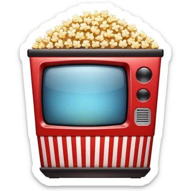 TV and popcorn together, high definition, crisp edges sticker