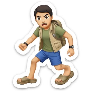 Angry Asian in crocs sticker