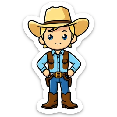 Blonde blue eyed cowboy sticker