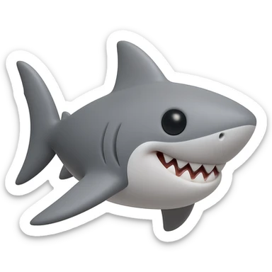 Edit the shark emoji to have a smooth, cartoonish, 3D emoji look in gray color, no legs, no sneakers, no background, just the shark smiling, inspired by the provided reference image. sticker