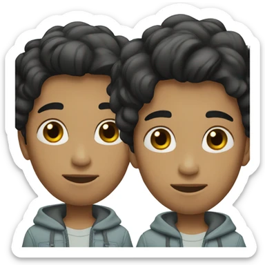 boy twins with black hair fair face sticker