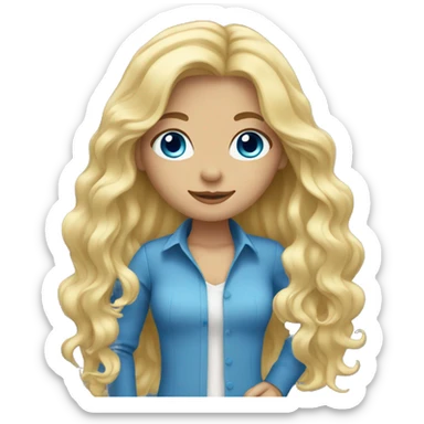 blonde long wavy hair girl blue eyes  sticker