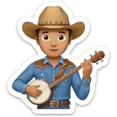 banjo-playing cowboy sticker