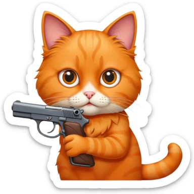 Cat clocking a gun sticker