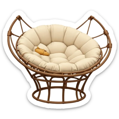 Light brown Papasan chair with cream cushion sticker